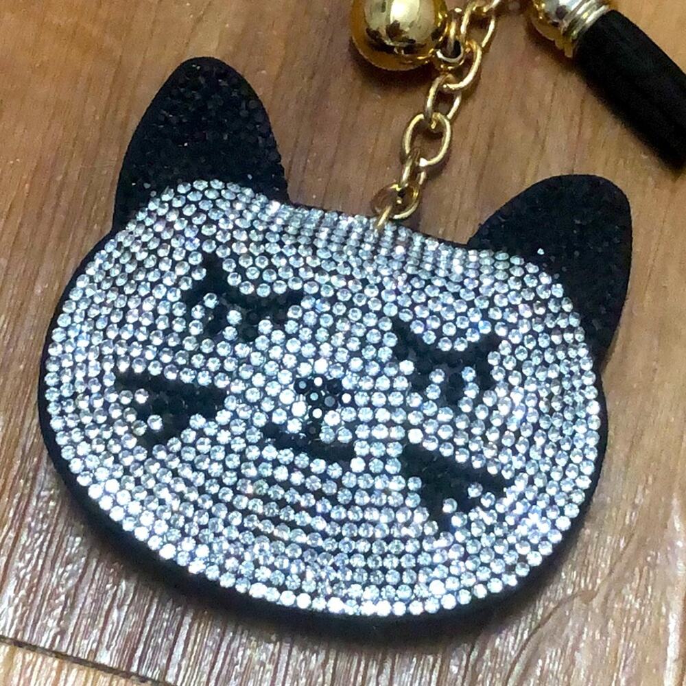 NWOT Cat Novelty Rhinestone Keychain Bag Charm - Picture 2 of 4